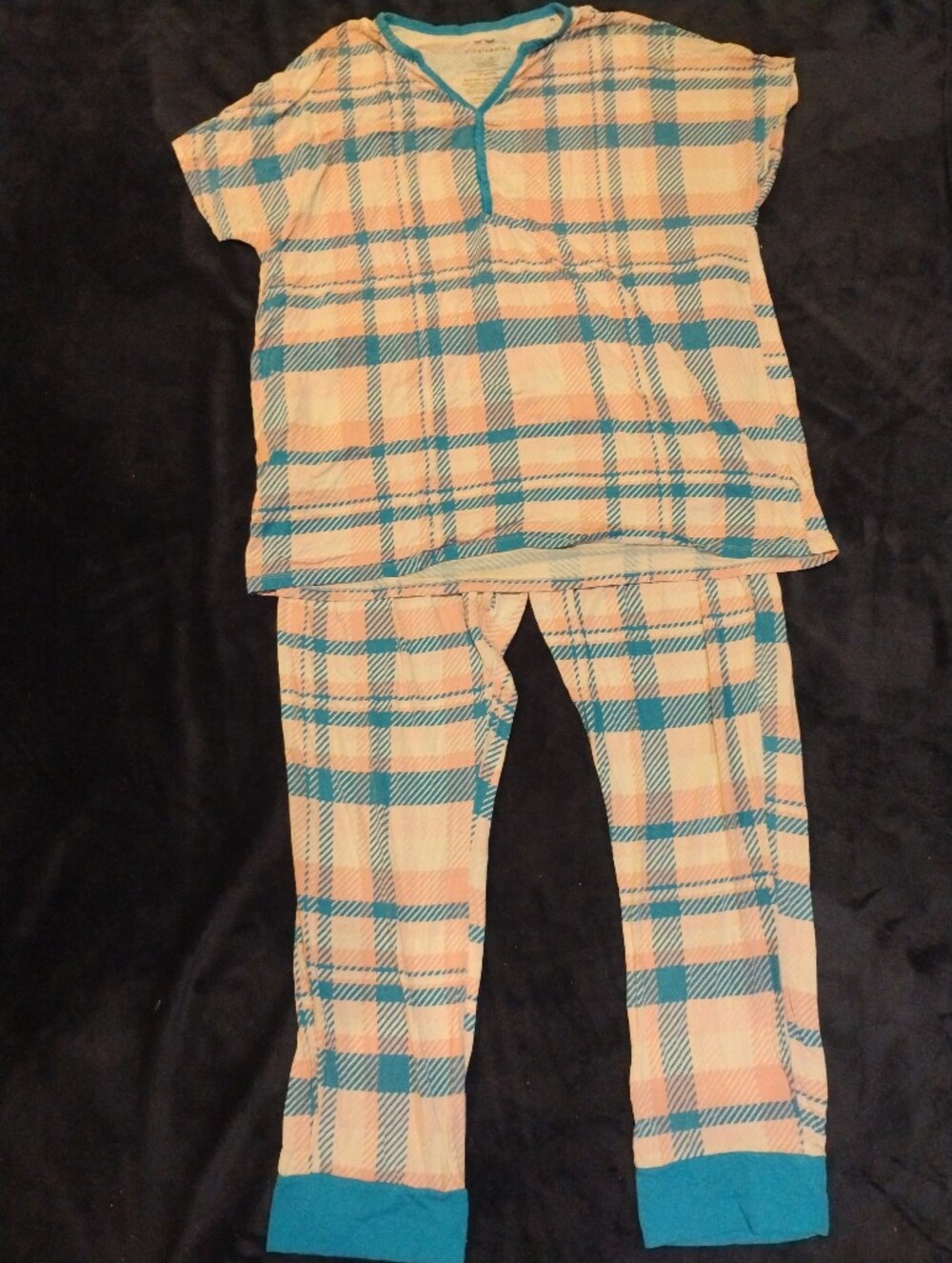 Little Sleepies Pink/Blue Plaid Bamboo PJ Set - XXL
